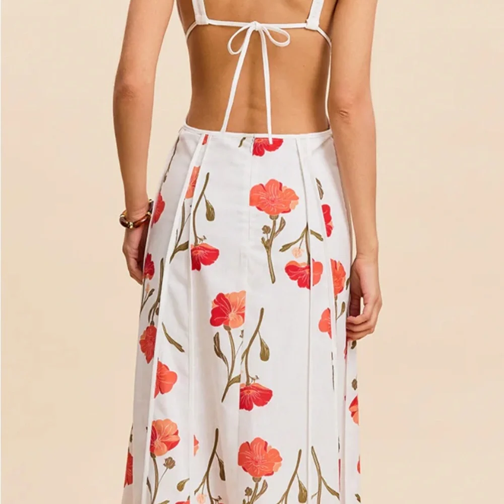 [Commense] Floral Cut-Out Tie-Back Flower MaxiDress NWT - Picture 3 of 13